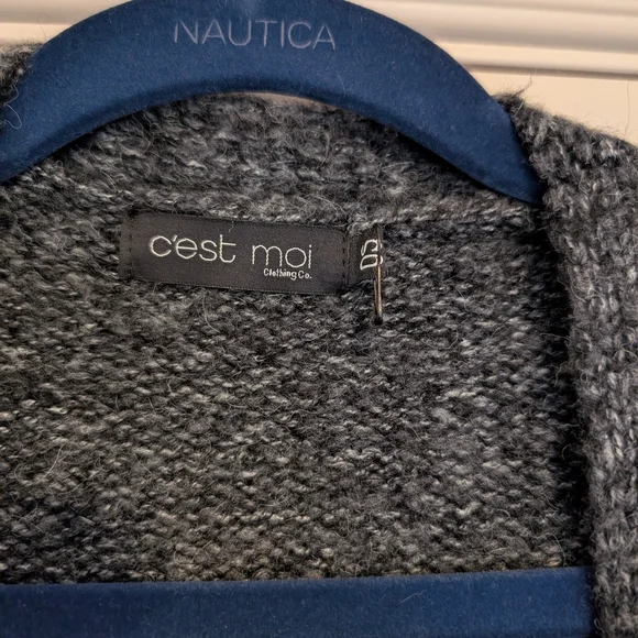 C'est Moi Cozy gray open front cardigan - Picture 3 of 5